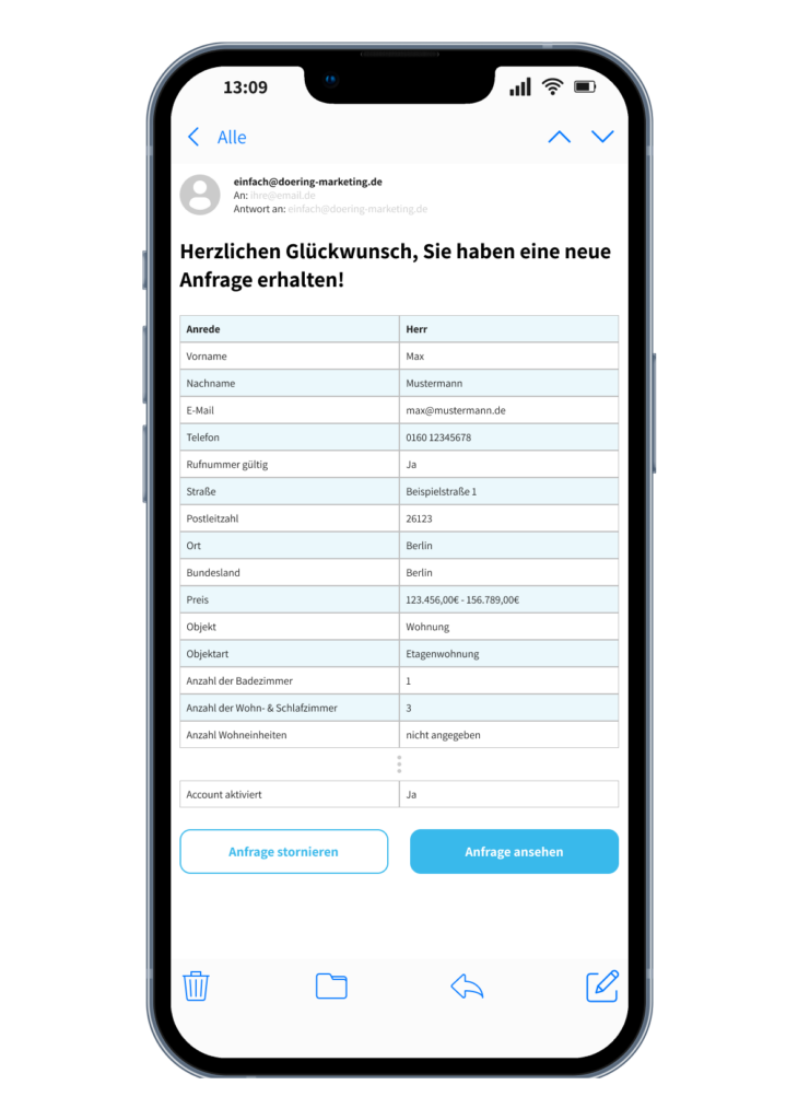 Doering Marketing Storinierungsfunktion auf dem Handy